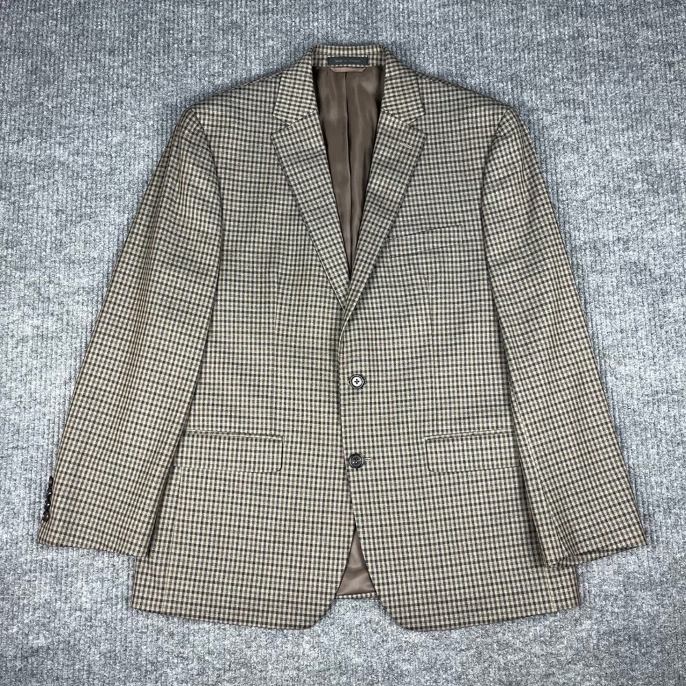 Lauren Ralph Lauren Sport Coat Mens 42R Brown Plaid Blazer Classic Two Button - Picture 2 of 14